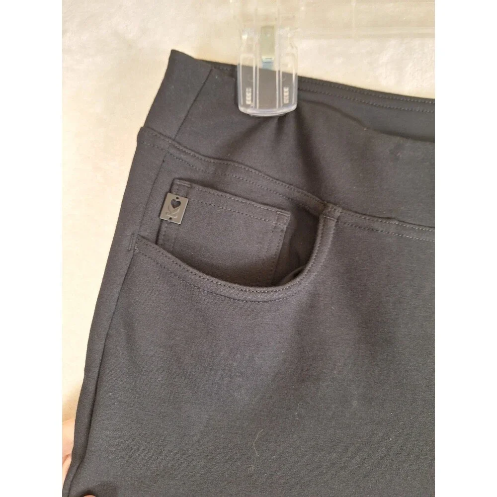 Belle Kim Gravel Petite Crop Ponte Pants Black Womens 10P Pull On Pockets